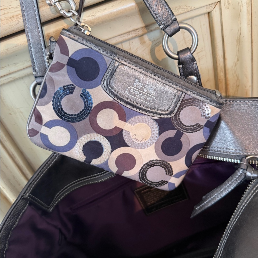 Coach Dark Gray Embossed Tote - Picture 5 of 9